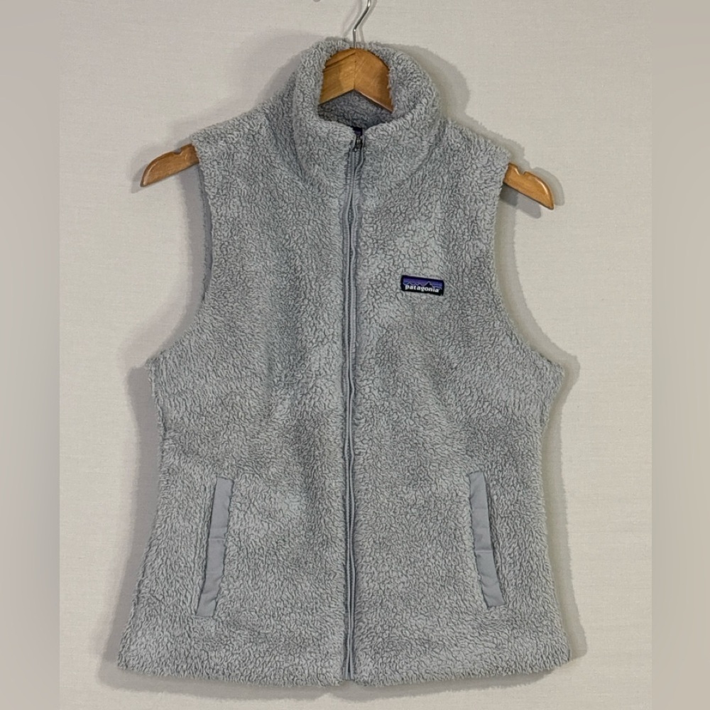 Patagonia Gray Sherpa Fleece Vest Full Zip Women’s M Outdoor Gorpcore Cozy